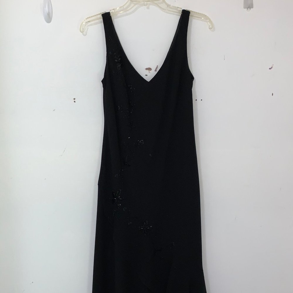Evan Picone Sleeveless Beaded Little Black Dress A-Line V-Neck Formal Cocktail 8